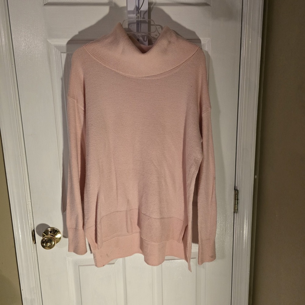 Banana Republic Sweater Womens Size Large Pink Cotton Cowl Neck Long Sleeve